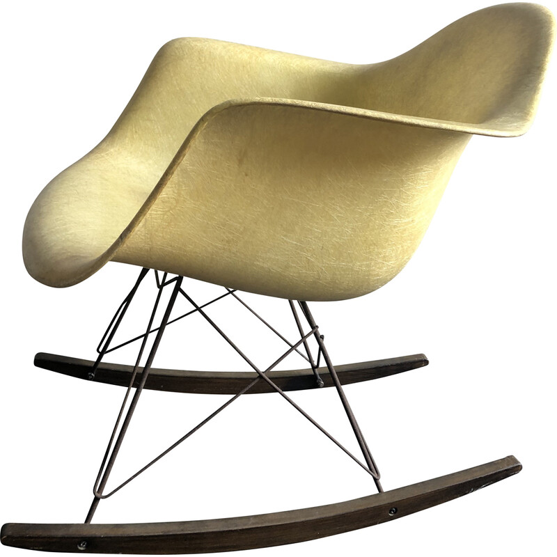 Vintage fiberglass rocking chair by Eames