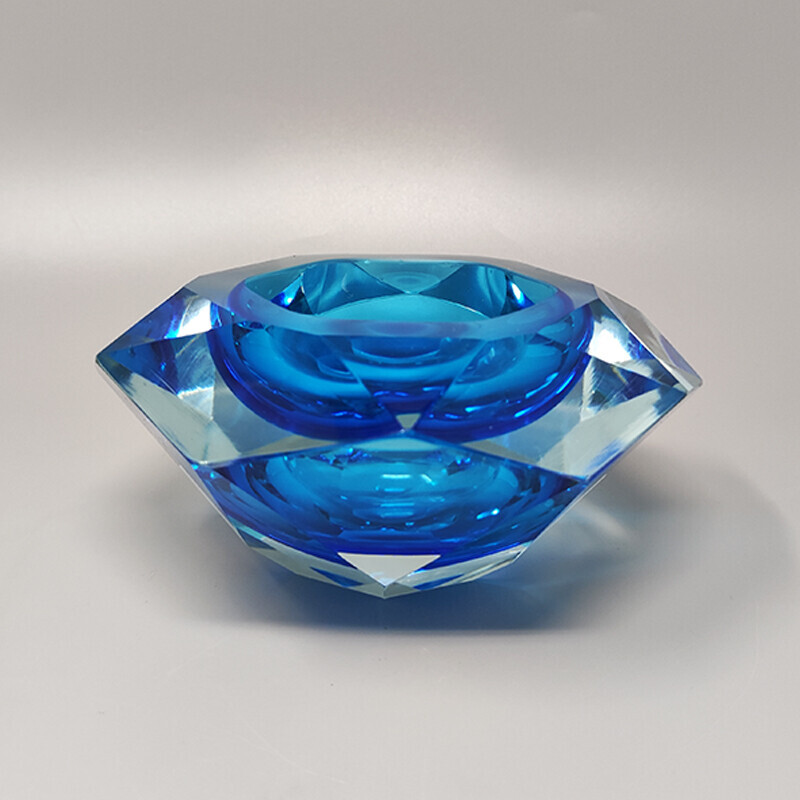 Vintage blue Murano glass bowl by Flavio Poli for Seguso, 1960s