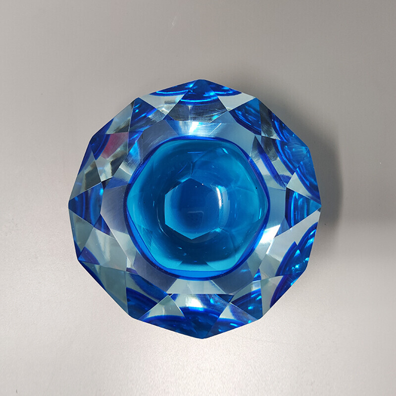 Vintage blue Murano glass bowl by Flavio Poli for Seguso, 1960s