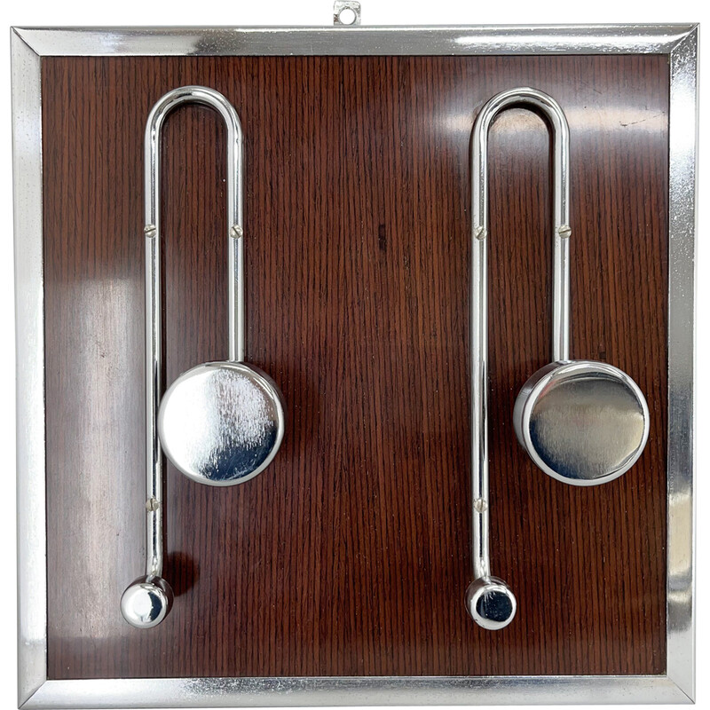 Vintage wood and chrome coat rack, Italy 1970s