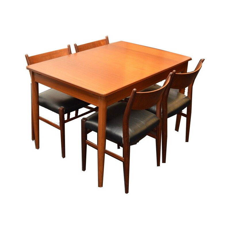 Dining set of a Pastoe extendable table and 4 chairs, Cees BRAAKMAN - 1970s