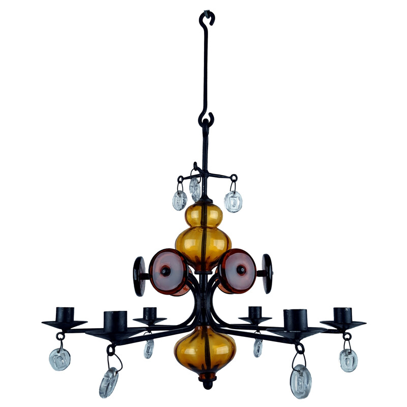 Boda Nova Glass chandelier, Erik HOGLUND - 1960s