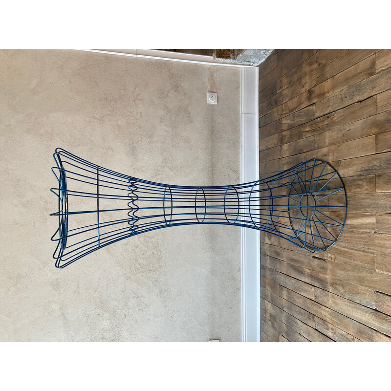 Vintage coat rack in blue lacquered metal wire by Verner Panton for Luber