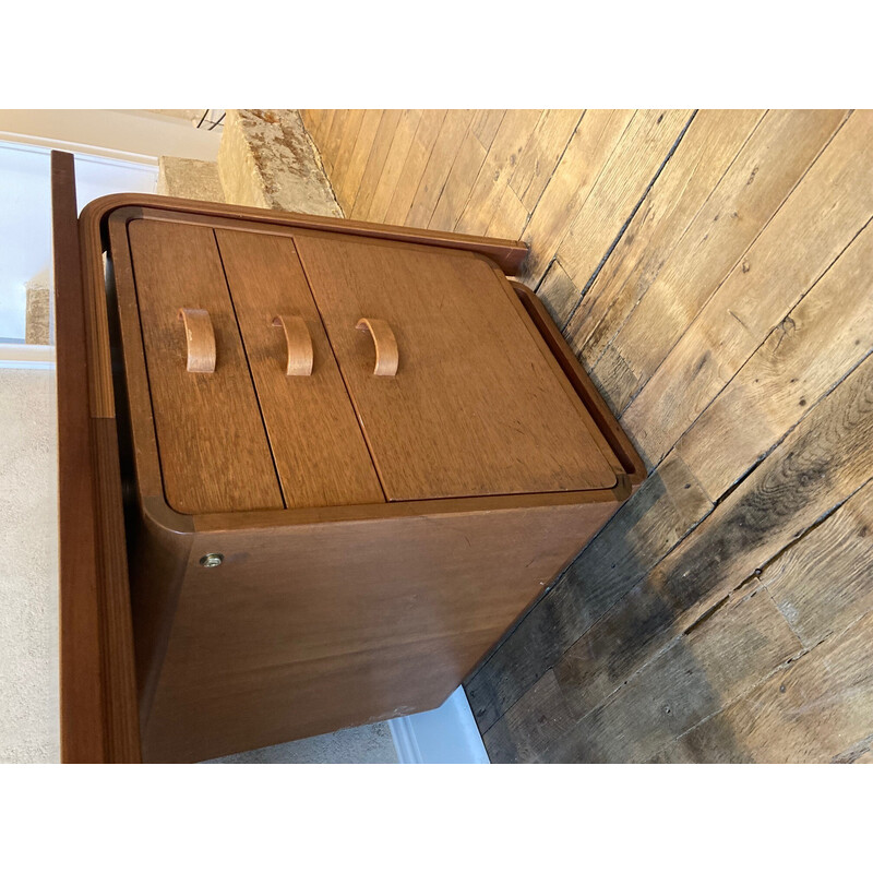 Vintage teak and green linoleum pedestal desk by Rud Thygesen & Johnny Sorensen