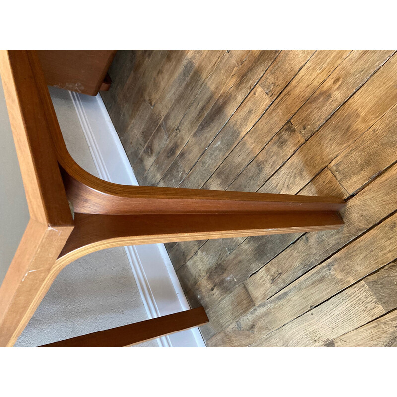 Vintage teak and green linoleum pedestal desk by Rud Thygesen & Johnny Sorensen