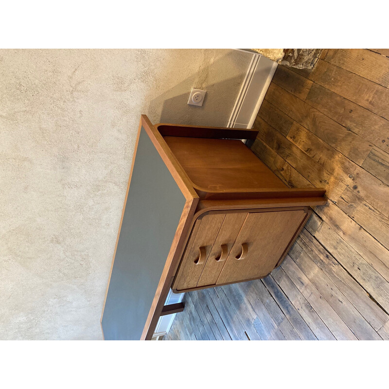 Vintage teak and green linoleum pedestal desk by Rud Thygesen & Johnny Sorensen