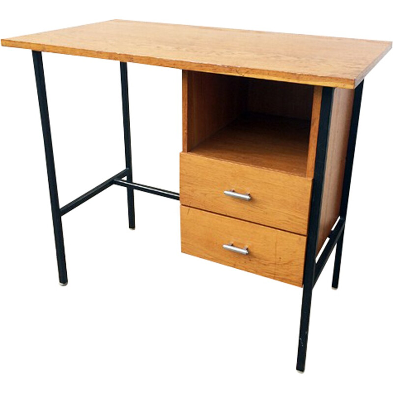 Tubular modernist desk in wood and metal - 1960s