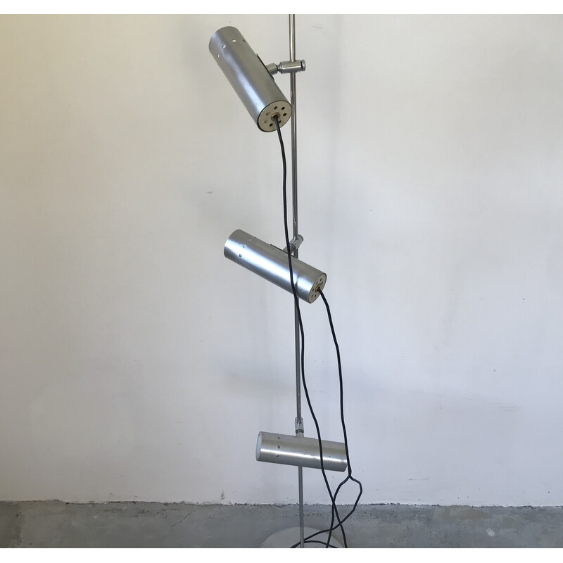 Vintage aluminum and chrome floor lamp by Alain Richard for Disderot, 1960s