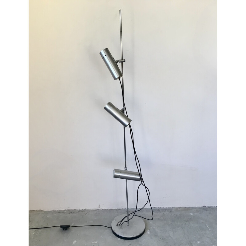 Vintage aluminium en chromen vloerlamp van Alain Richard voor Disderot, 1960