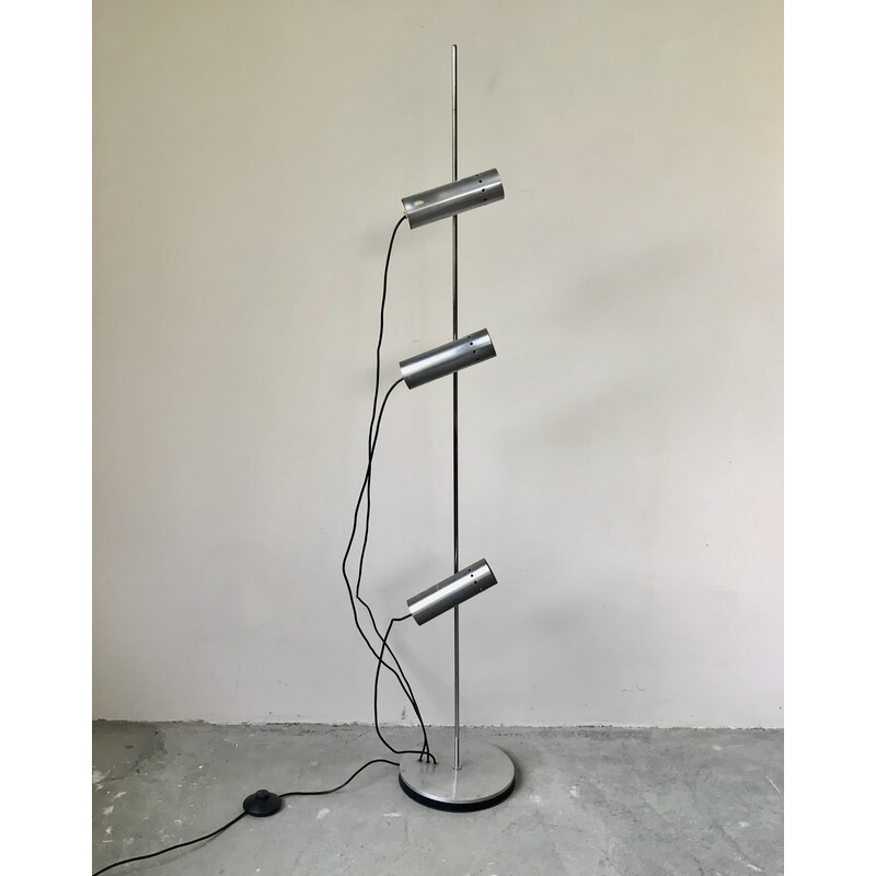 Vintage aluminum and chrome floor lamp by Alain Richard for Disderot, 1960s