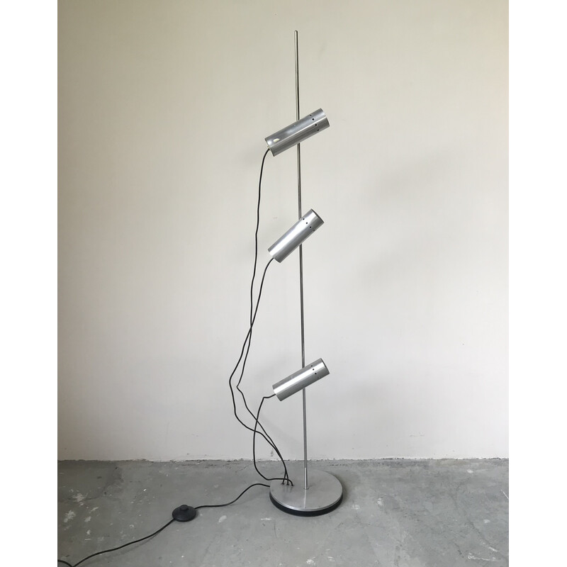 Vintage aluminum and chrome floor lamp by Alain Richard for Disderot, 1960s