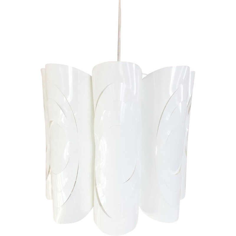 Scandinavian "flower" white hanging lamp - 1970s