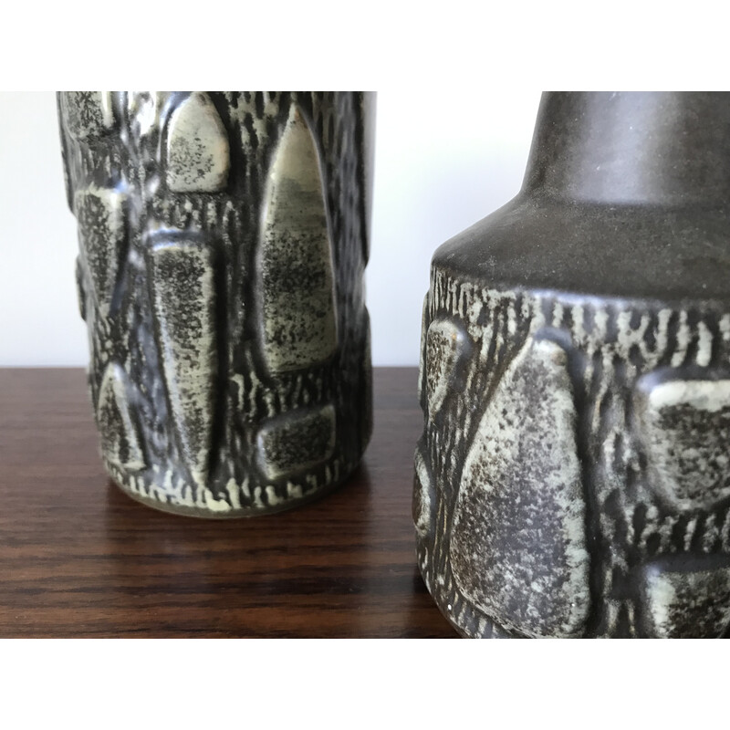 Paire de vases vintage en céramique par Johgus Bornholm, Danemark 1970