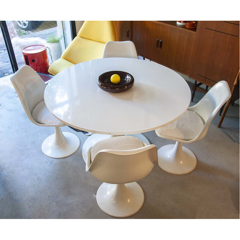 Vintage plastic, formica and white cotton dining set, 1960s