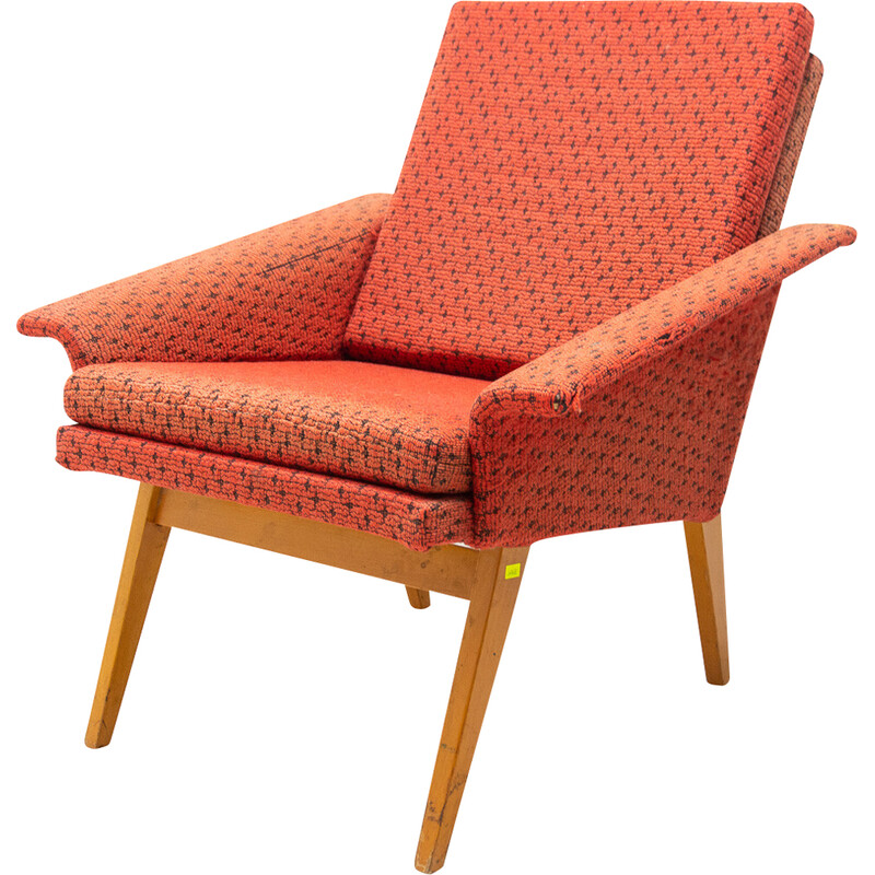 Vintage armchair in beechwood and fabric by Jaroslav Šmídek, Czechoslovakia 1960s