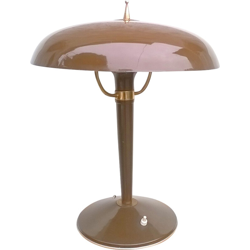 Lámpara de mesa vintage italiana de color marrón - 1950