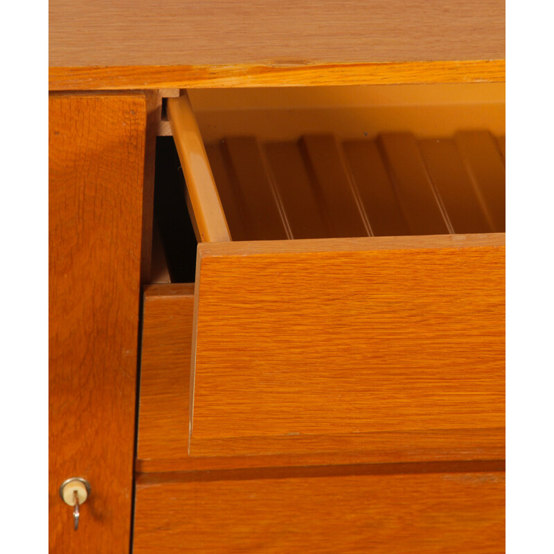 Vintage U-458 oakwood and plastic molded chest of drawers by Jiri Jiroutek for Interier Praha, Czech Republic 1960