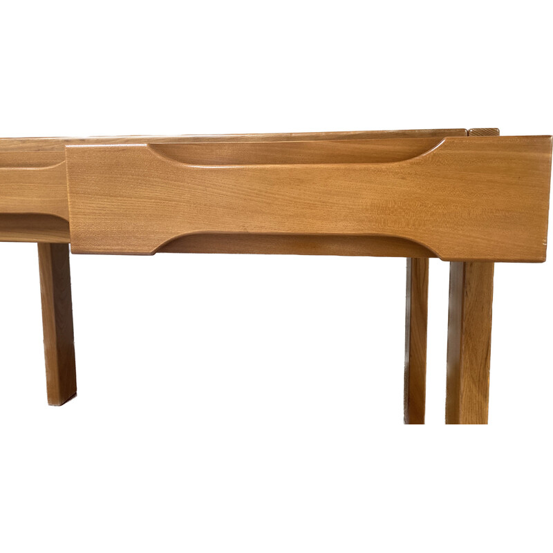 Vintage solid elmwood desk by Pierre Chapo for Regain, 1974s