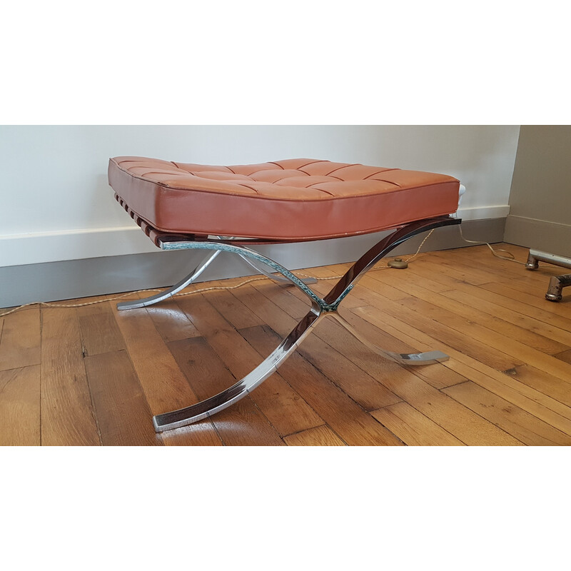 Otomano de couro vintage de Barcelona para Knoll, 1970