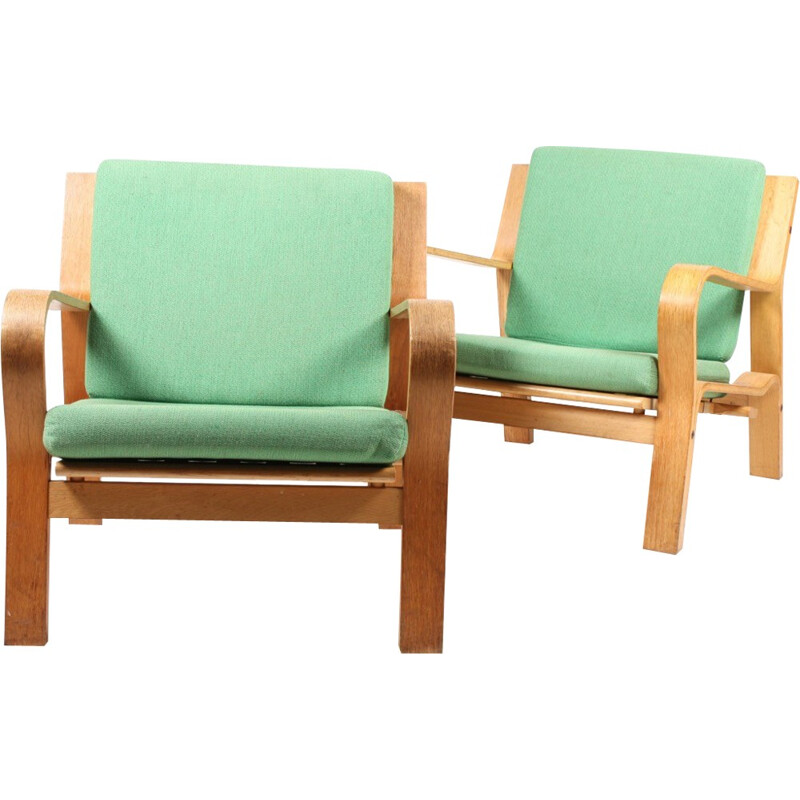 Set of 2 Danish Lounge Chairs by Hans Wegner for Getama - 1960s