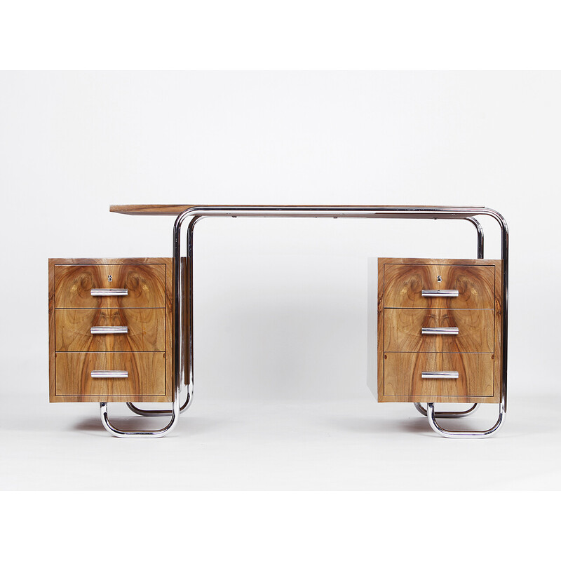 Mesa Vintage com cadeira tubular de aço de Gottwald e Slezak, 1930s