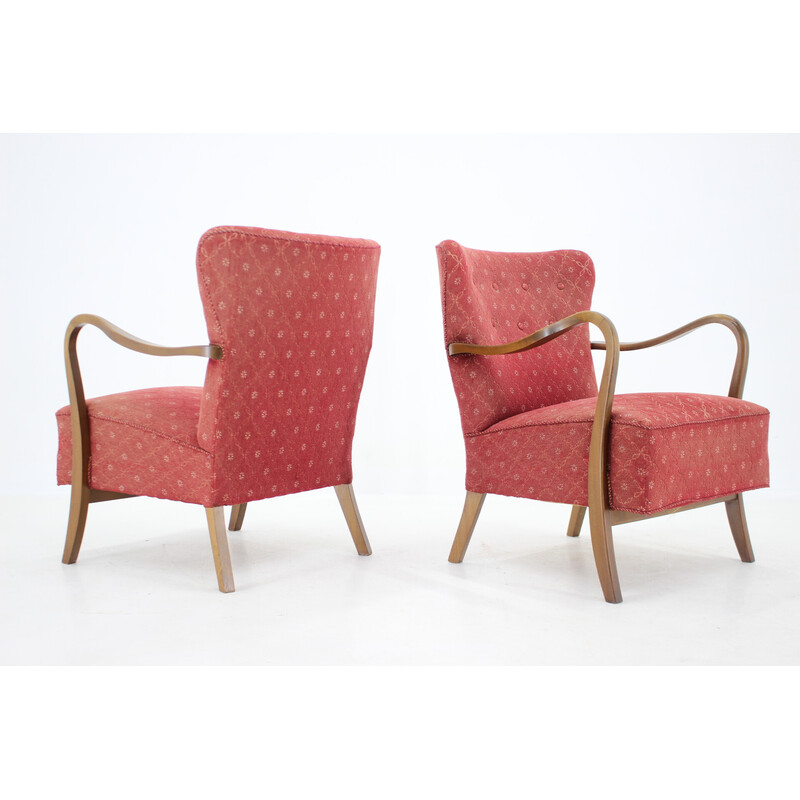 Pair of vintage danish wooden armchairs by Alfred Christensen, 1940s