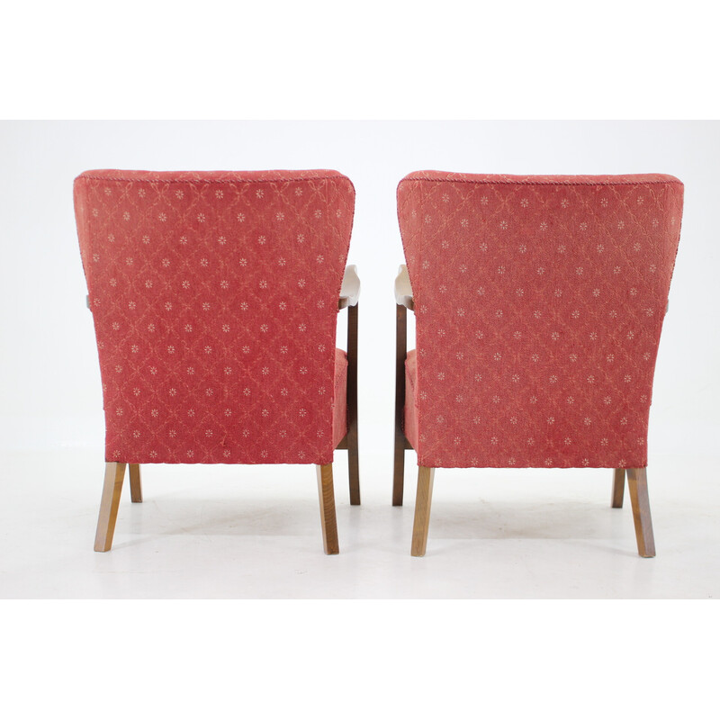 Pair of vintage danish wooden armchairs by Alfred Christensen, 1940s