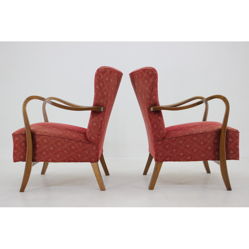 Pair of vintage danish wooden armchairs by Alfred Christensen, 1940s