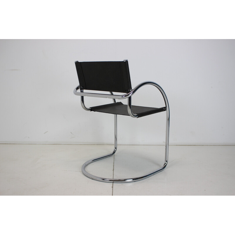 Fauteuil vintage en chrome et cuir, Tchécoslovaquie 1970