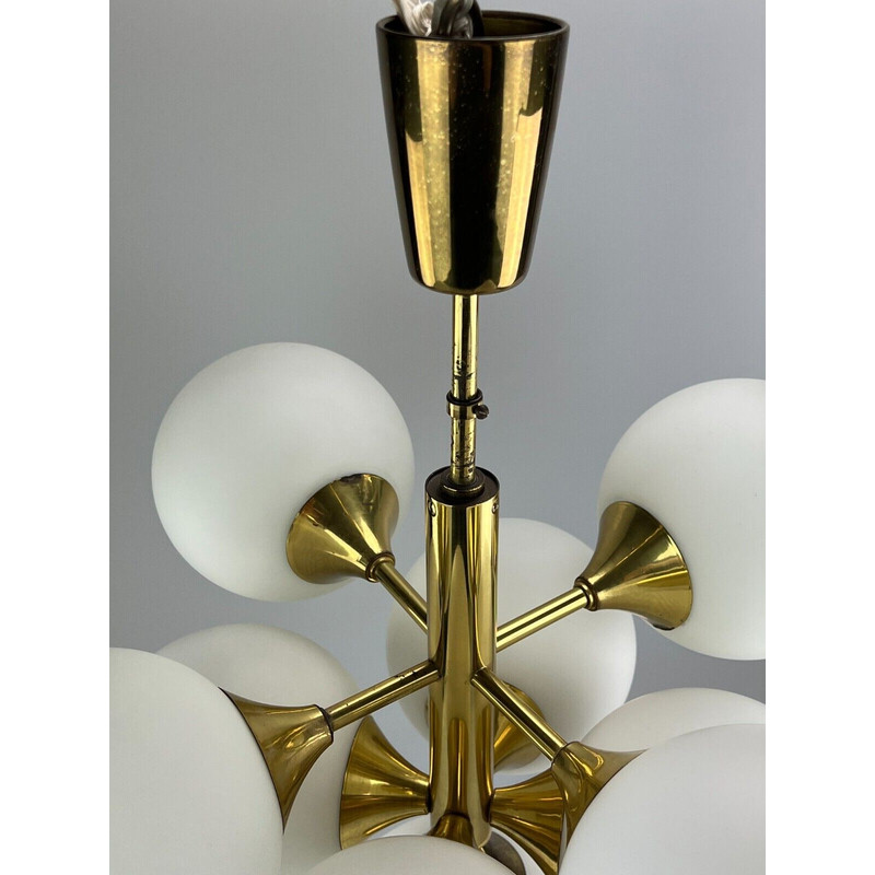 Vintage opal glass chandelier for Kaiser Leuchten, 1960s-1970s