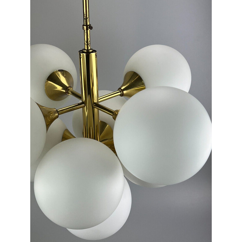 Vintage opal glass chandelier for Kaiser Leuchten, 1960s-1970s