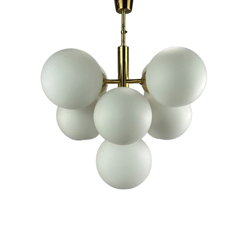 Vintage opal glass chandelier for Kaiser Leuchten, 1960s-1970s