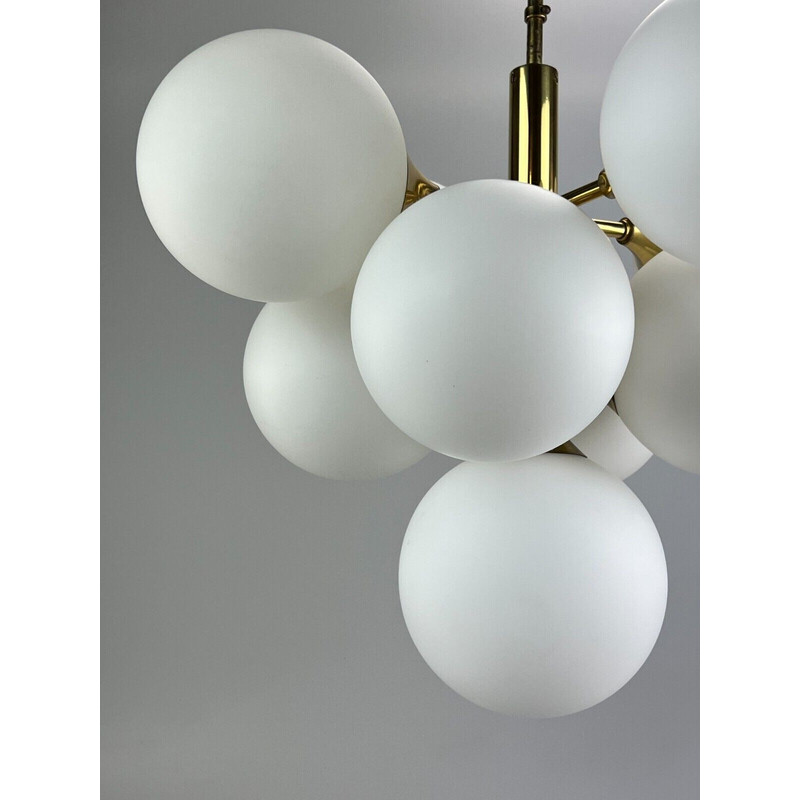 Vintage opal glass chandelier for Kaiser Leuchten, 1960s-1970s