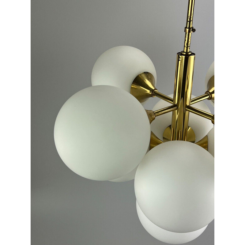 Vintage opal glass chandelier for Kaiser Leuchten, 1960s-1970s