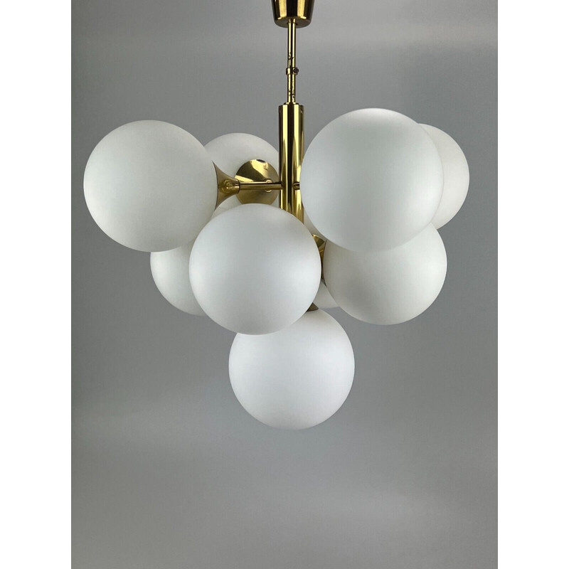 Vintage opal glass chandelier for Kaiser Leuchten, 1960s-1970s