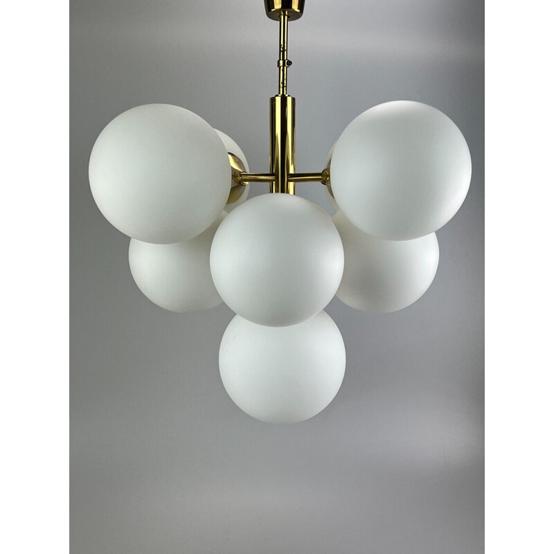 Vintage opal glass chandelier for Kaiser Leuchten, 1960s-1970s