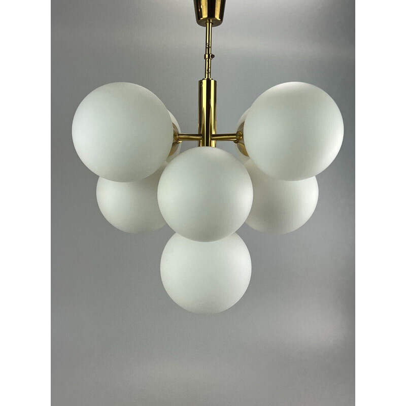 Vintage opal glass chandelier for Kaiser Leuchten, 1960s-1970s