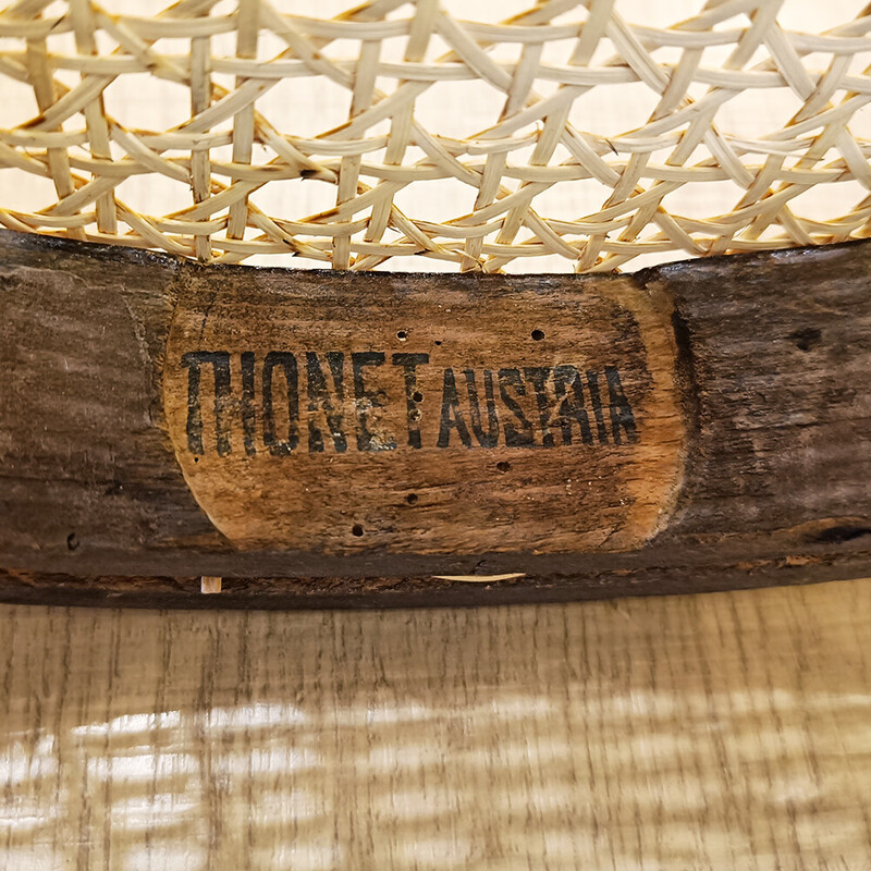 Sedia vintage 14 in legno curvato, rovere e rattan intrecciato di Thonet, Austria