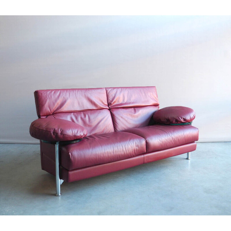 Red leather Arca sofa by Paolo Piva for B&B Italia - 1980s
