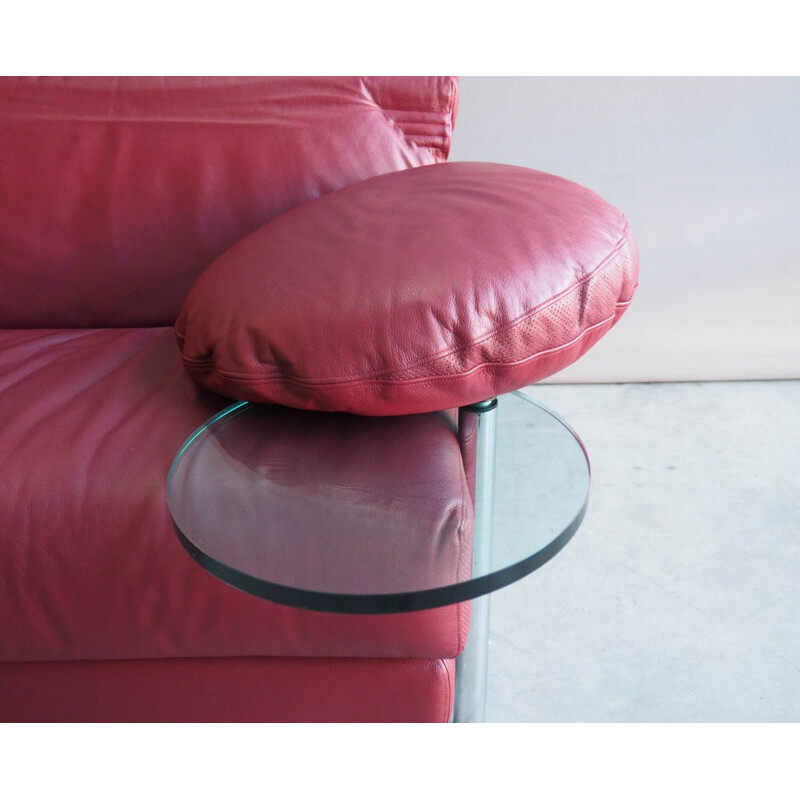 Red leather Arca sofa by Paolo Piva for B&B Italia - 1980s