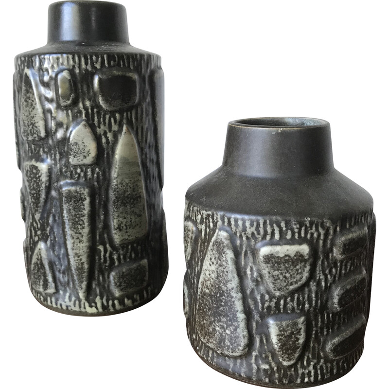 Coppia di vasi vintage in ceramica di Johgus Bornholm, Danimarca 1970