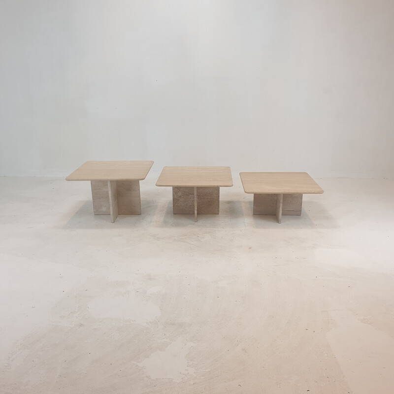 Italian vintage travertine nesting tables, 1980s