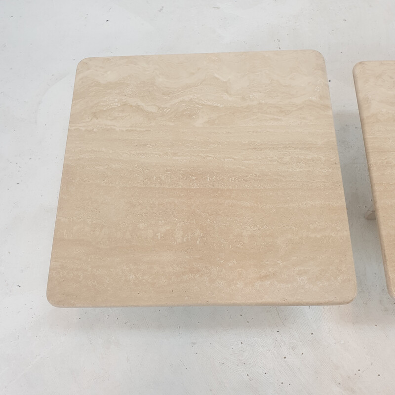 Italian vintage travertine nesting tables, 1980s