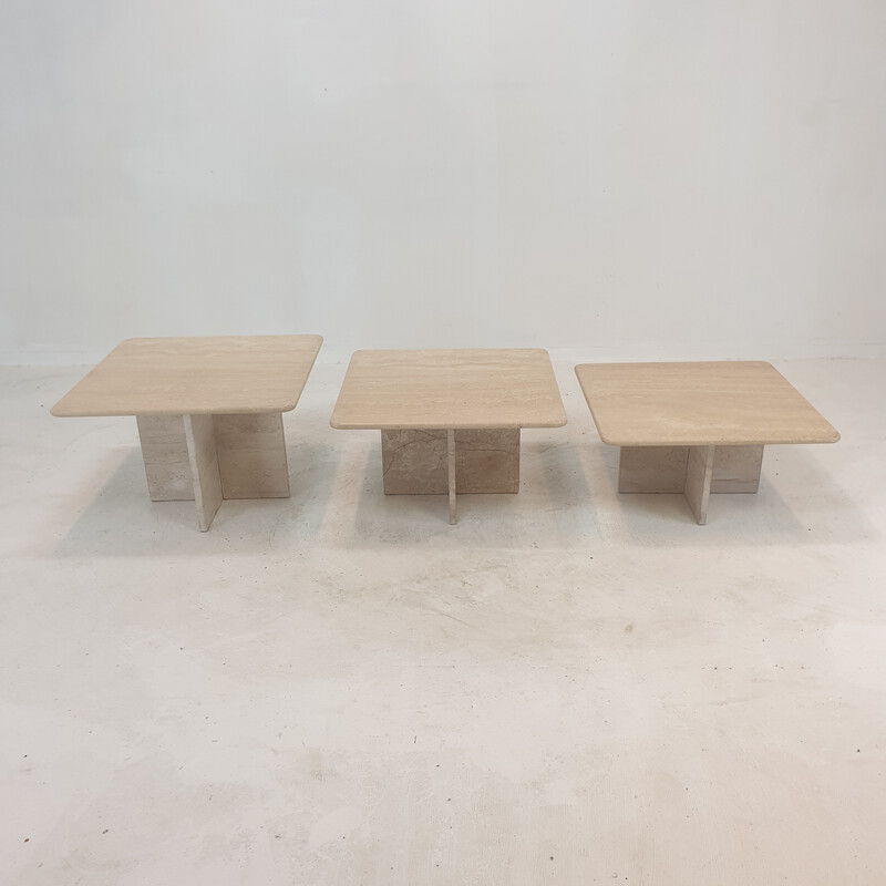 Italian vintage travertine nesting tables, 1980s