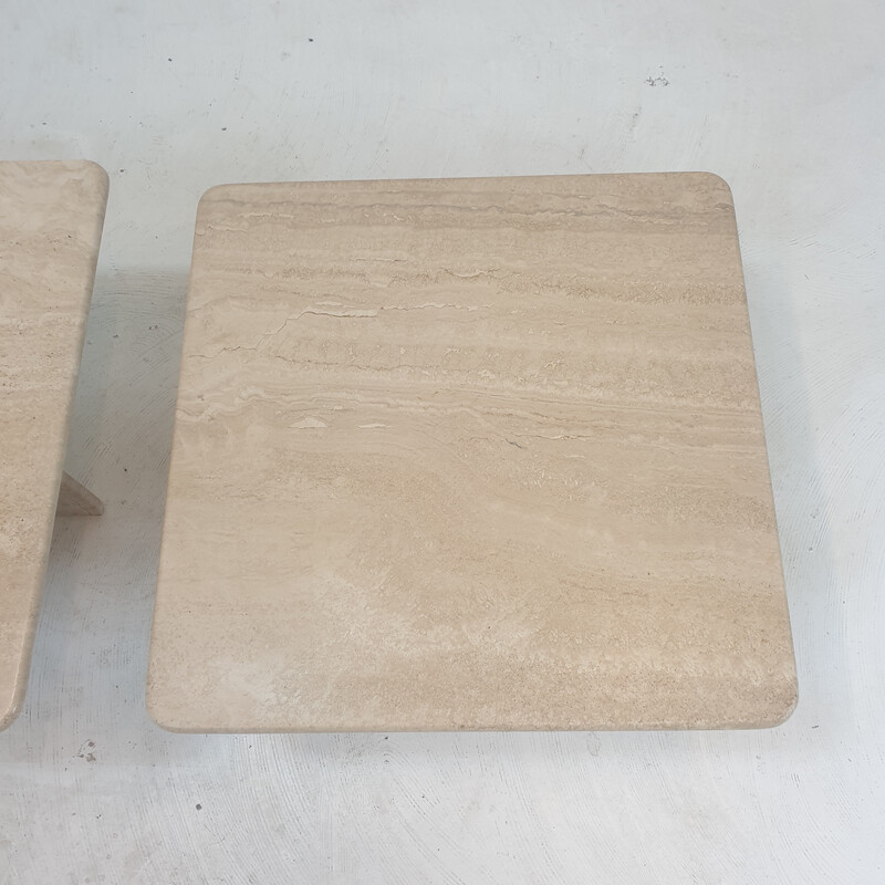 Italian vintage travertine nesting tables, 1980s