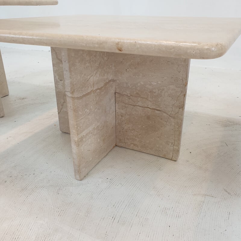 Italian vintage travertine nesting tables, 1980s