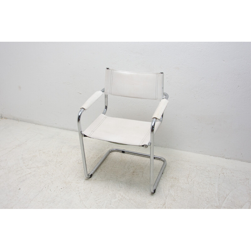 Conjunto de 3 sillones vintage B-34 en acero, cuero y cromo de Marcel Breuer, años 70