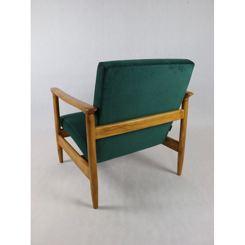 Vintage Gfm-142 armchair in wood and green velvet by Edmund Homa, 1970s