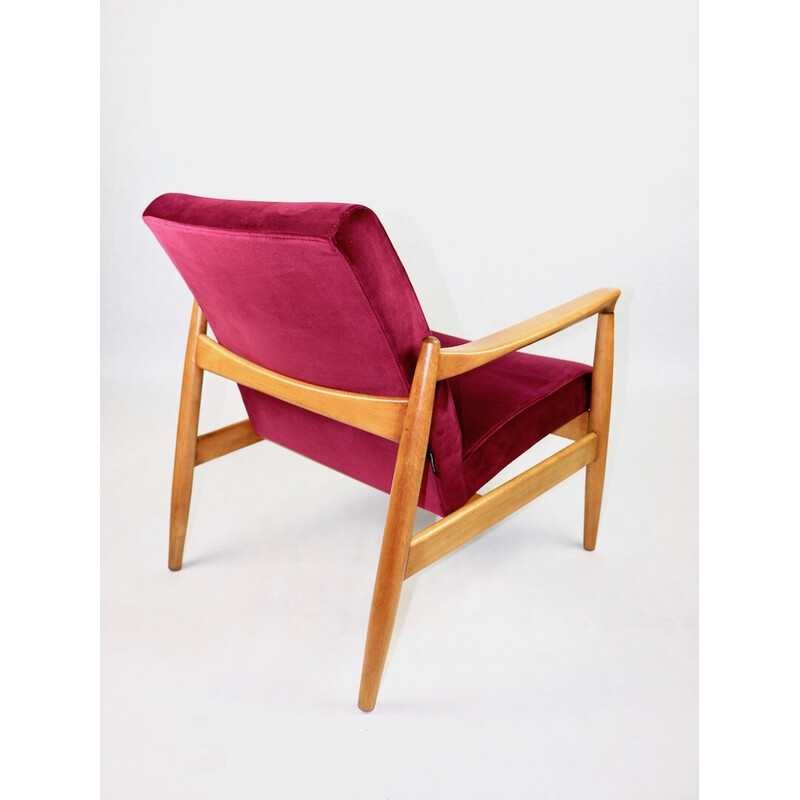 Vintage Burgundy Gfm-064 fluwelen fauteuil van Edmund Homa, 1970