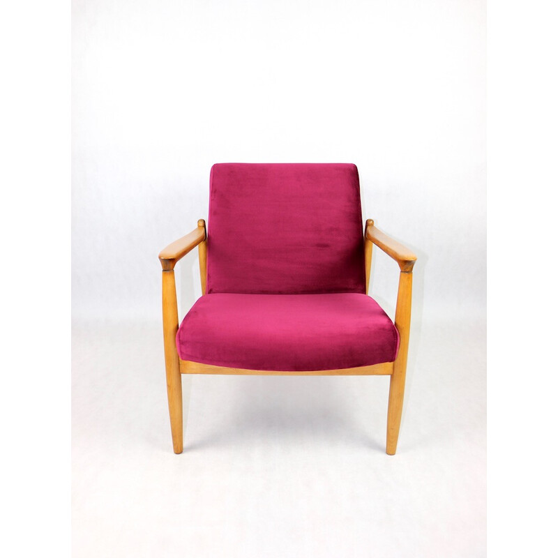 Vintage Burgundy Gfm-064 velvet armchair by Edmund Homa, 1970s